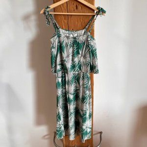 H D in Paris Anthropologie Green Tropical Fanned Palm Dress XS